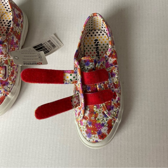 NEW Superga Prairie pink floral sneakers hook and loop closure kids 3.5 - Picture 3 of 10